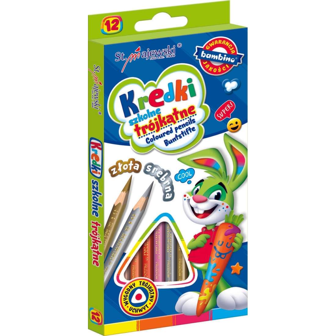 Trekantiga färgpennor - 12-pack med guld/silver | Hem & Hobby | Pryloteket