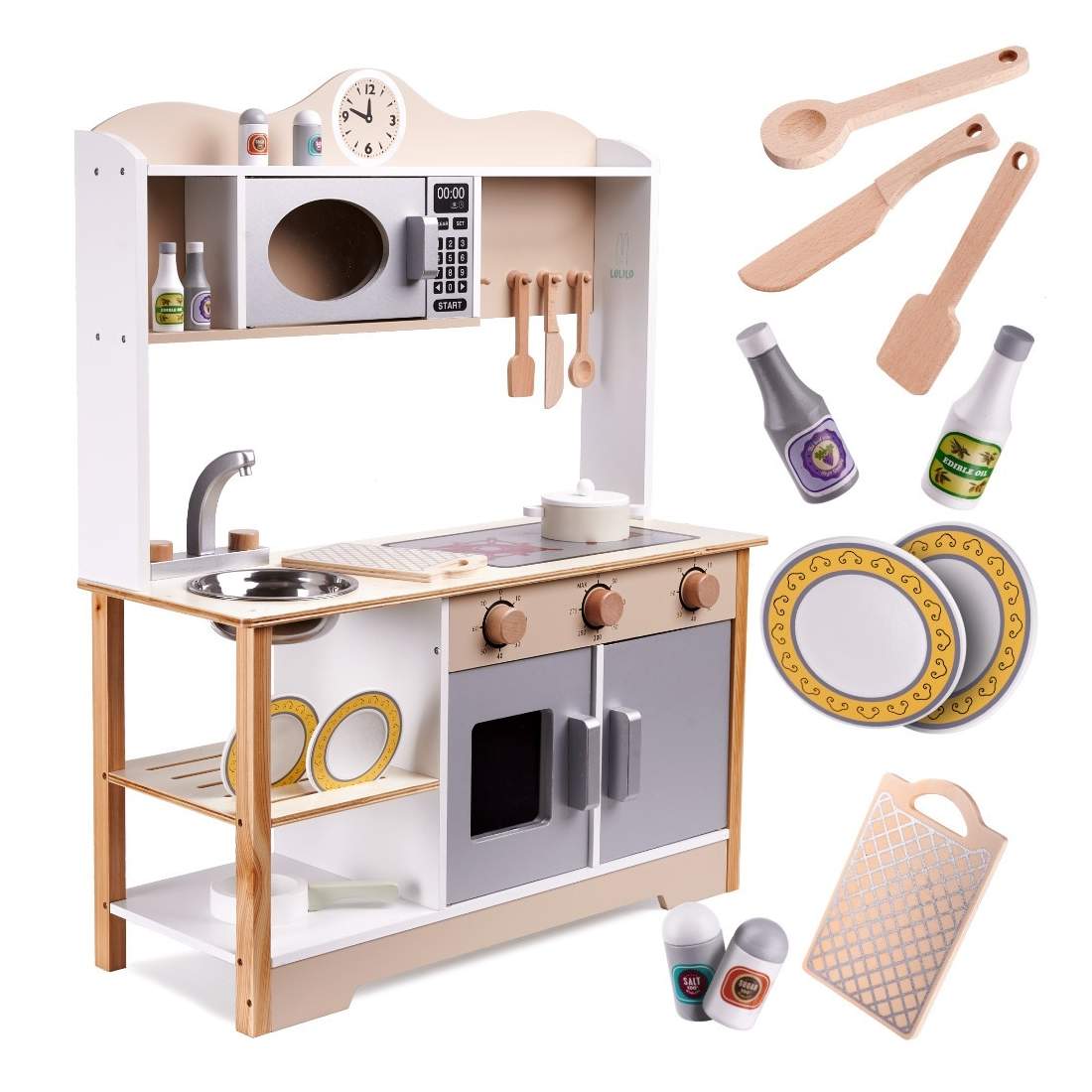 Barnkök i trä med apparater, 85x60x30 cm | Hem & Hobby - Hem & Hushåll - Hushållsapparater | Pryloteket