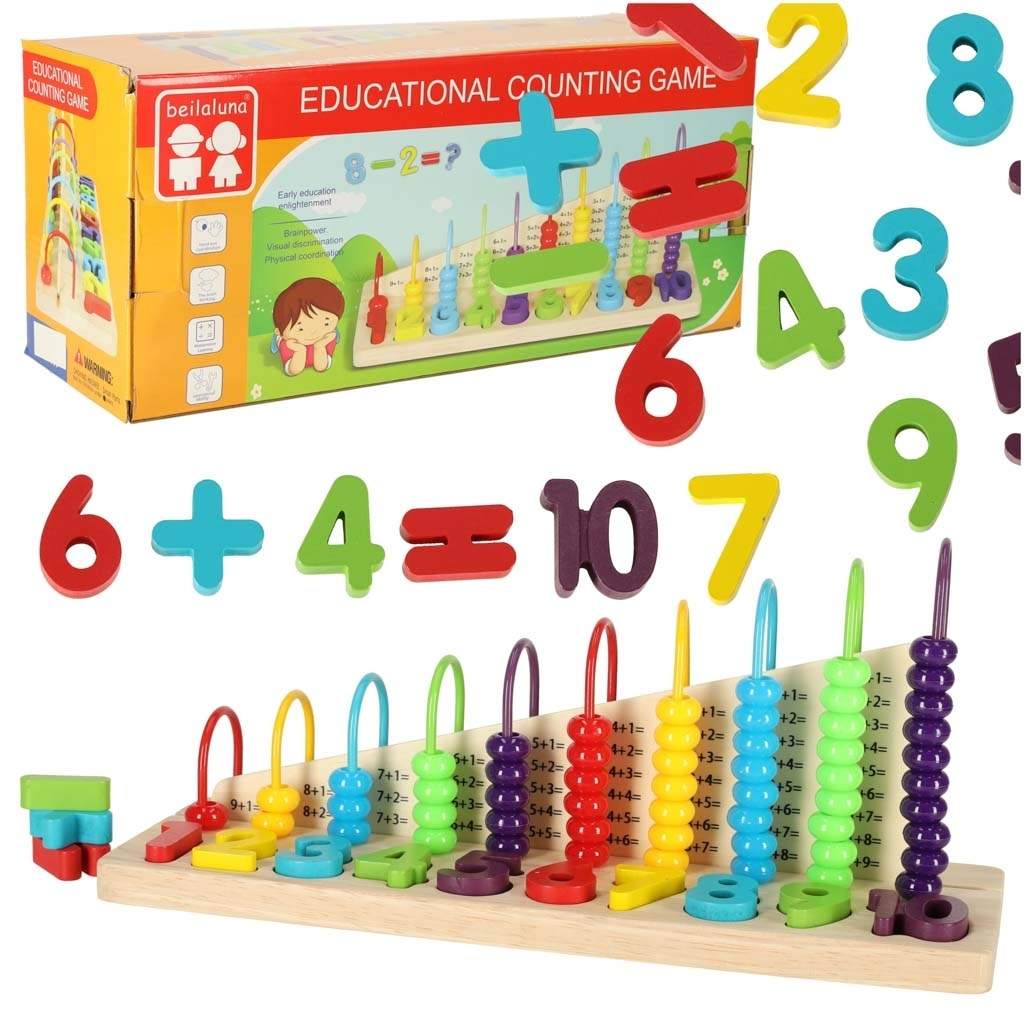 Abacus puisilla numeroilla yhteen- ja vähennyslaskua varten