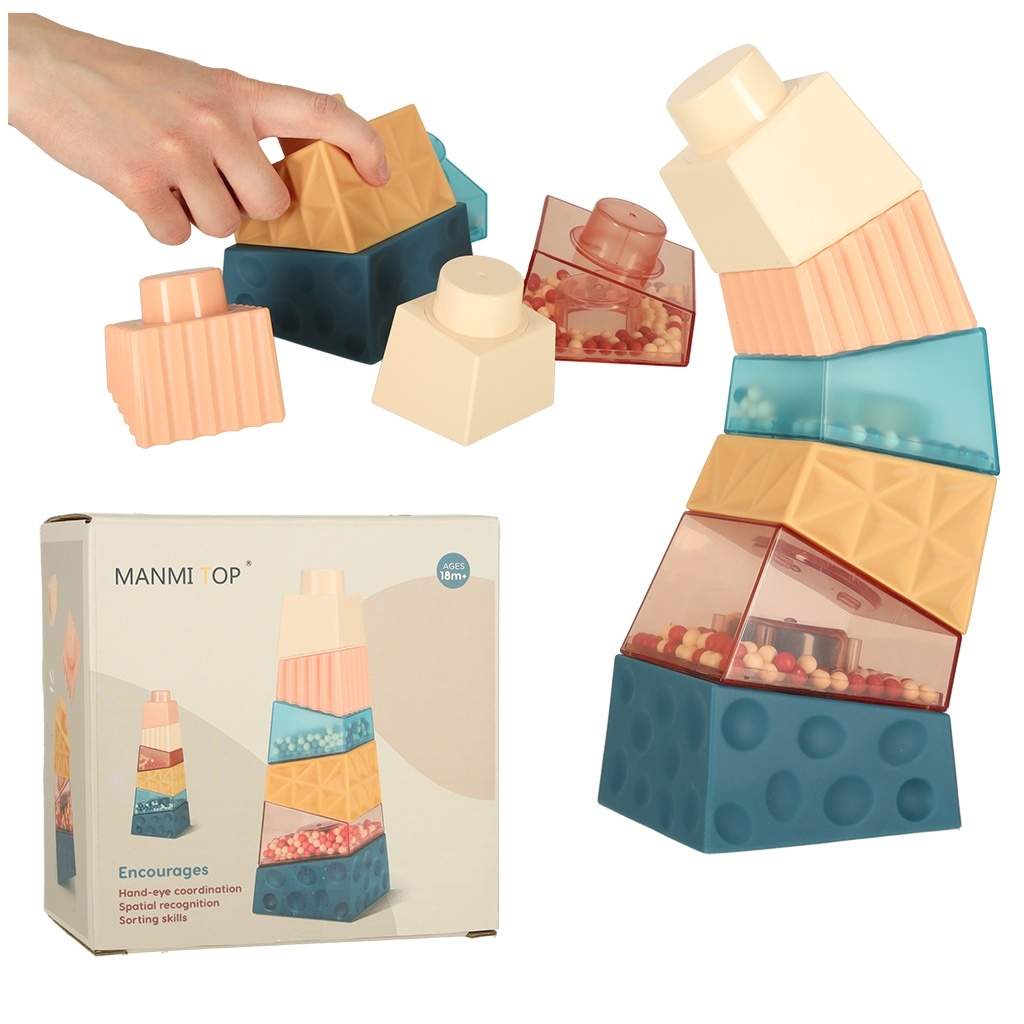 Pædagogiske sanseklodser i plast, 8x8x14,5 cm