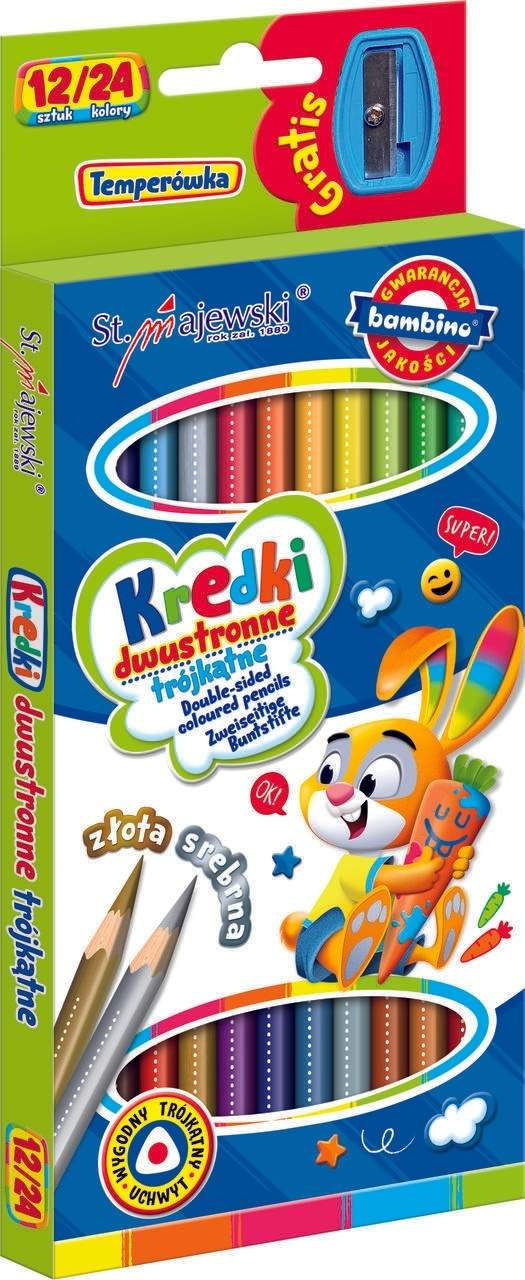 Dobbeltsidede farveblyanter 24 farver + spidser