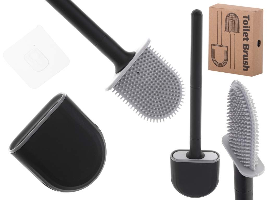 Silikone toiletbørste med sort beholder