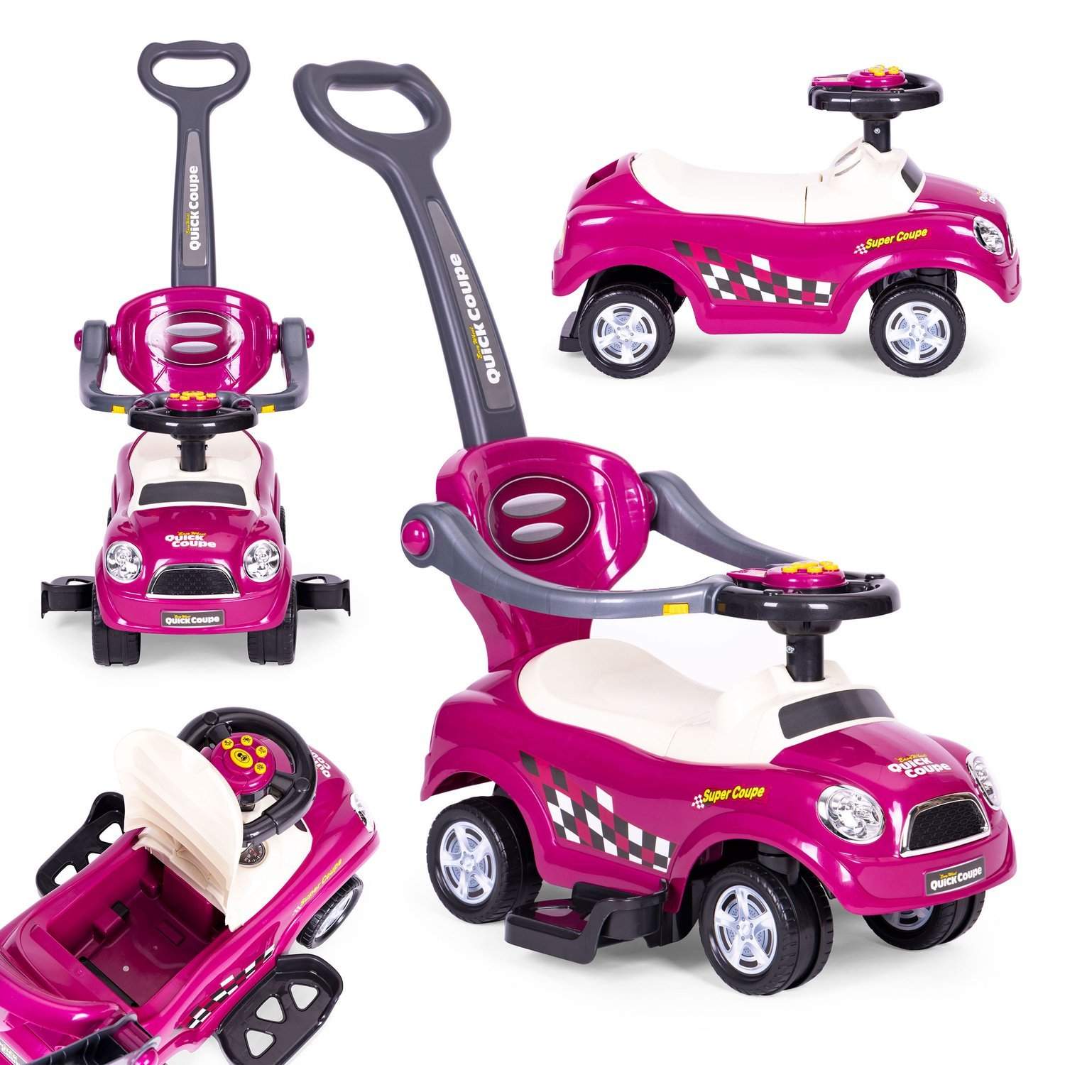 Justerbar børnebil 3i1 med multimedierat