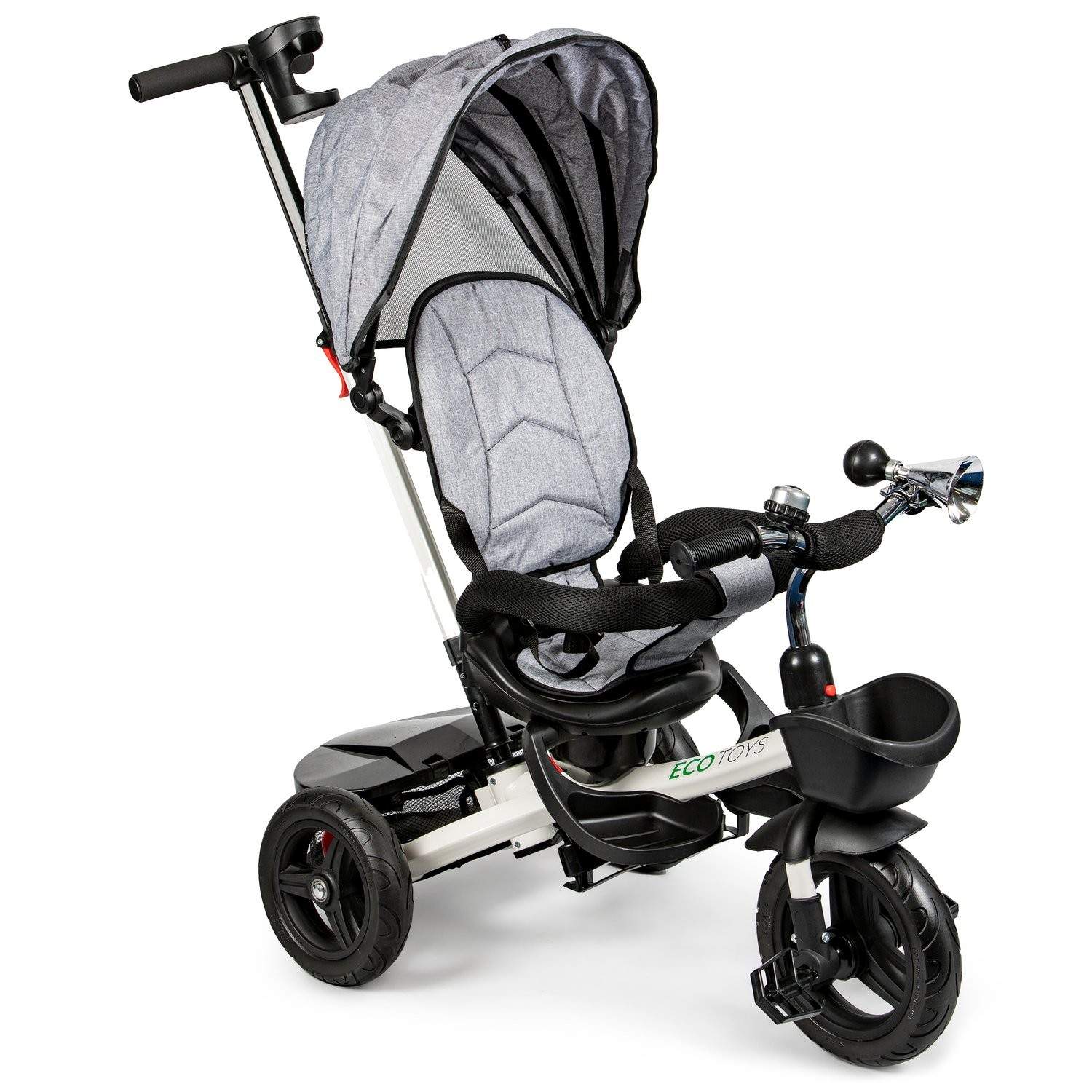 3-hjulet børnecykel med bælte og drejeligt sæde