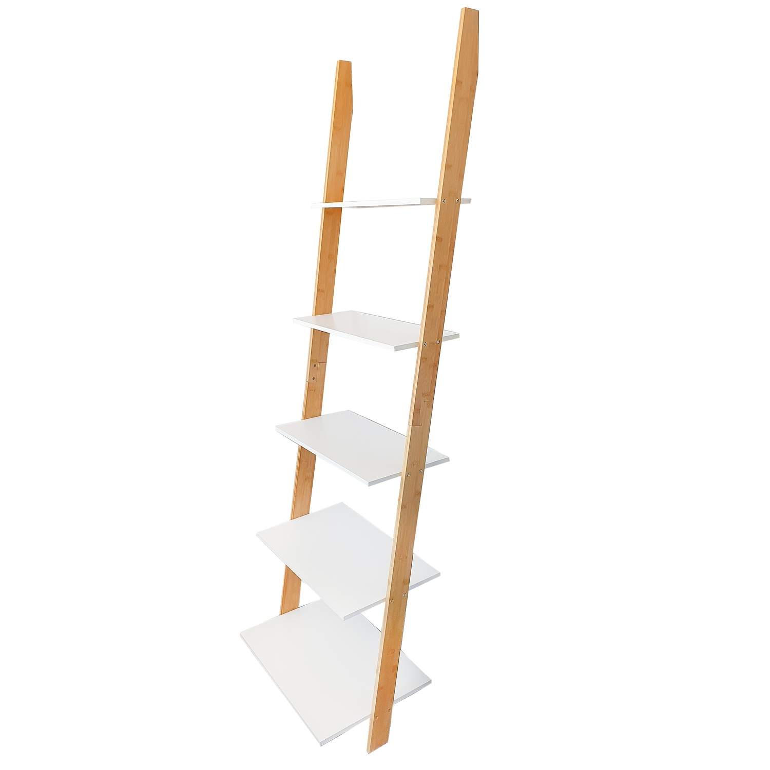 Step Bogreol - 5 hylder, moderne design, bambus/MDF