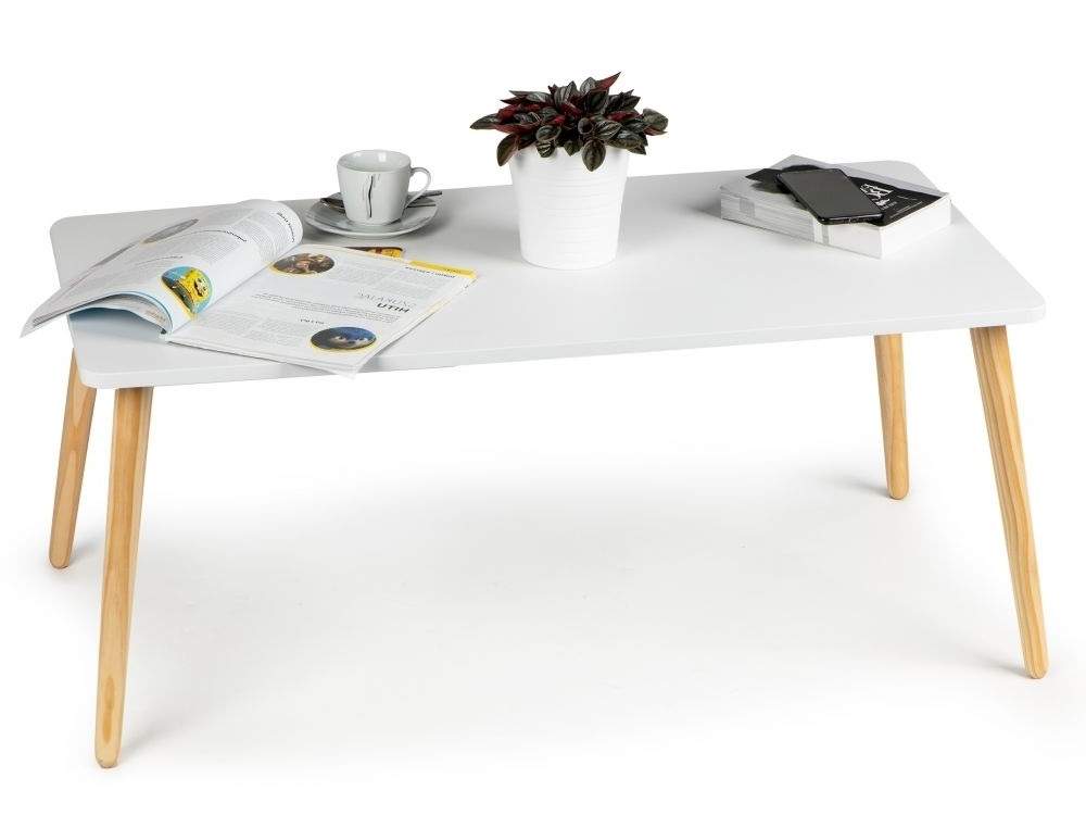 Moderne sofabord i Hvid MDF med Furuben