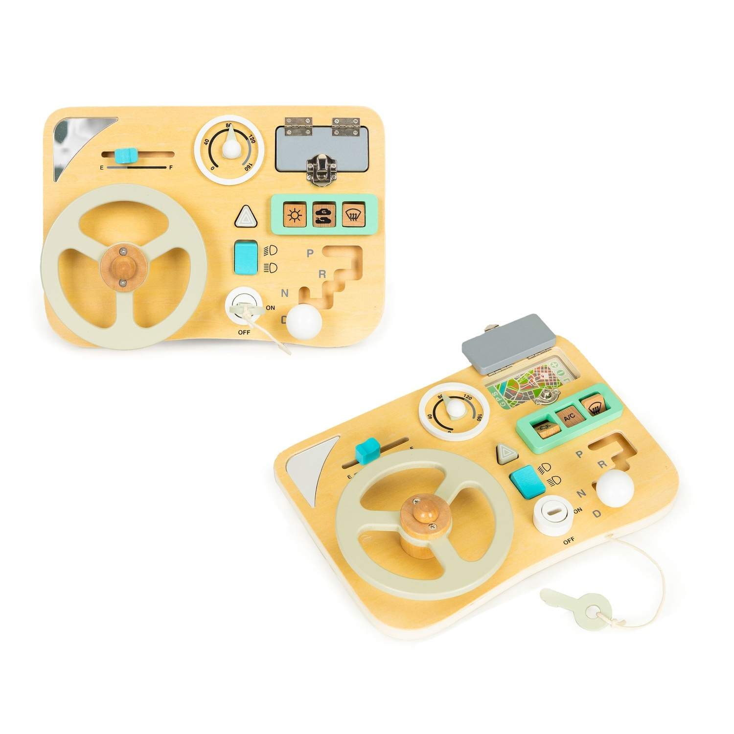 Træplade til børn 3+ med rat og spejl