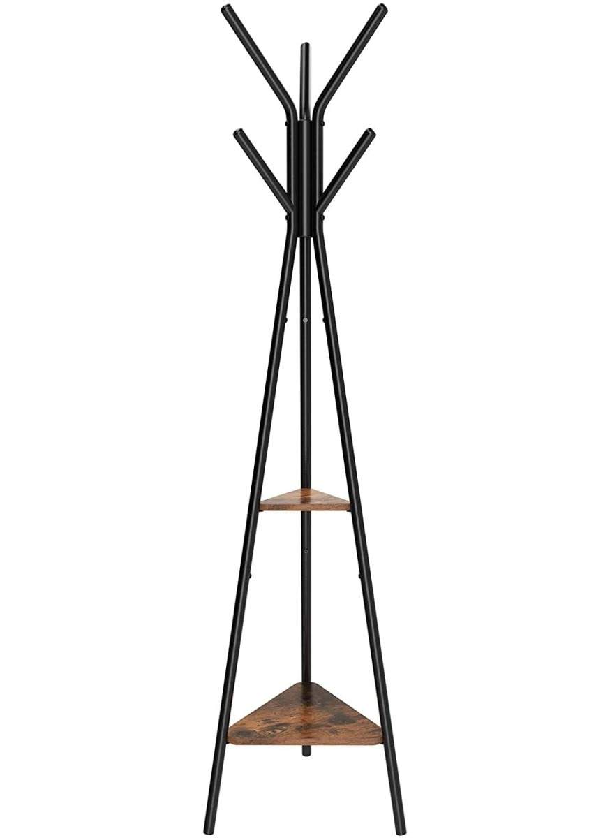 Gulvstativ med 6 kroge & 2 hylder, jernramme