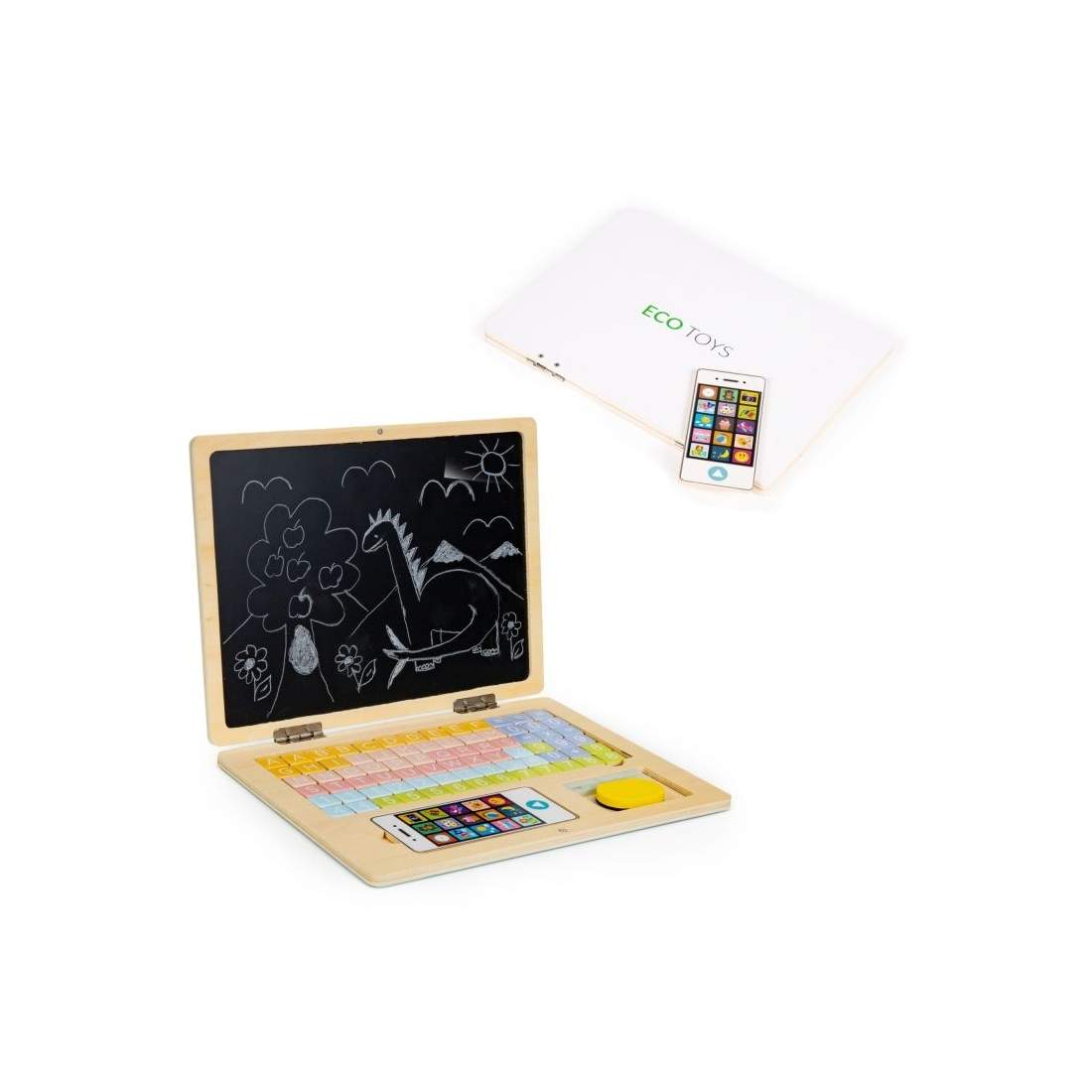2-i-1 Leksakslaptop för Barn - Magnetkort & Krita | Leksaker & Spel - Leksaker | Pryloteket