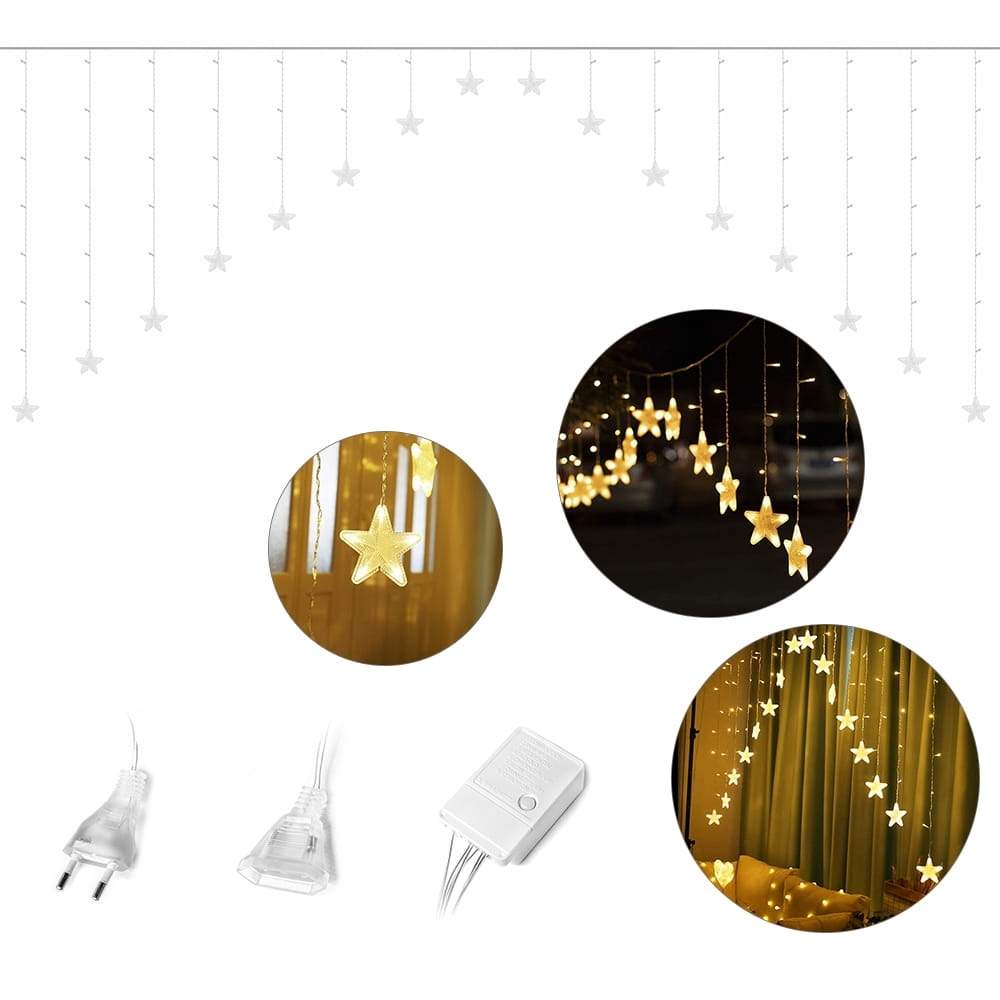 Vandtætte LED-stjerner, 136 lys, 8 tilstande