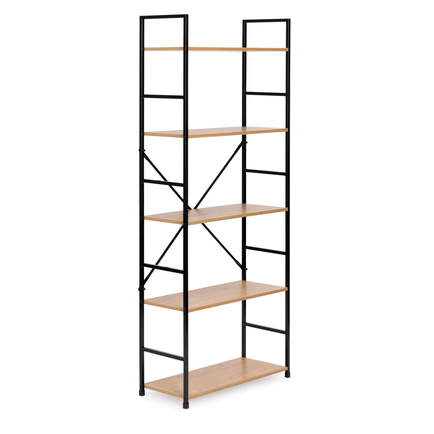 Reol med 5 hylder i MDF og metal, 144 cm