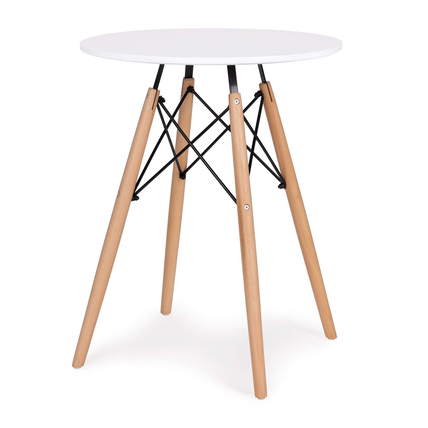 Skandinavisk spisebord 60cm, hvid mat, bøgetræ