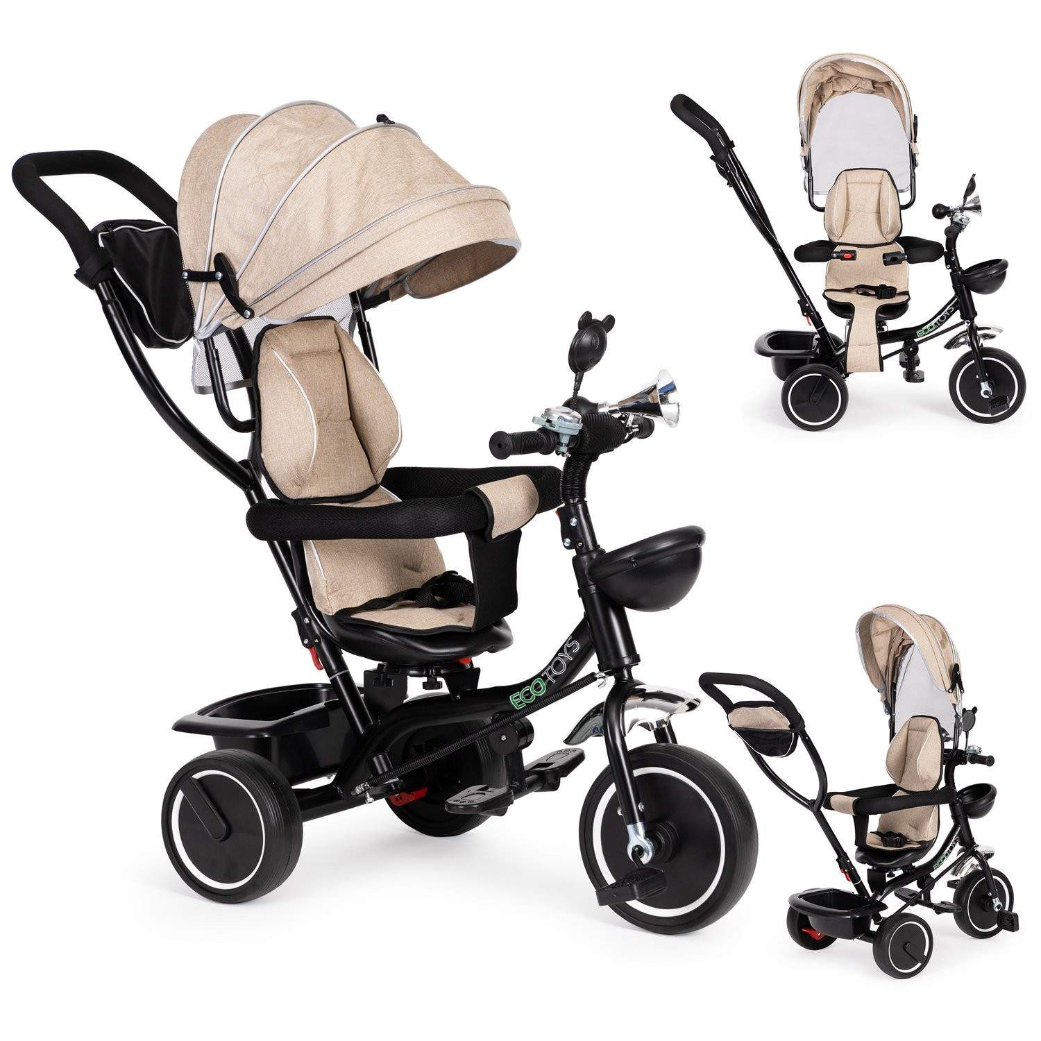 Trehjulet cykel til børn, sikkert 360° sæde, stål