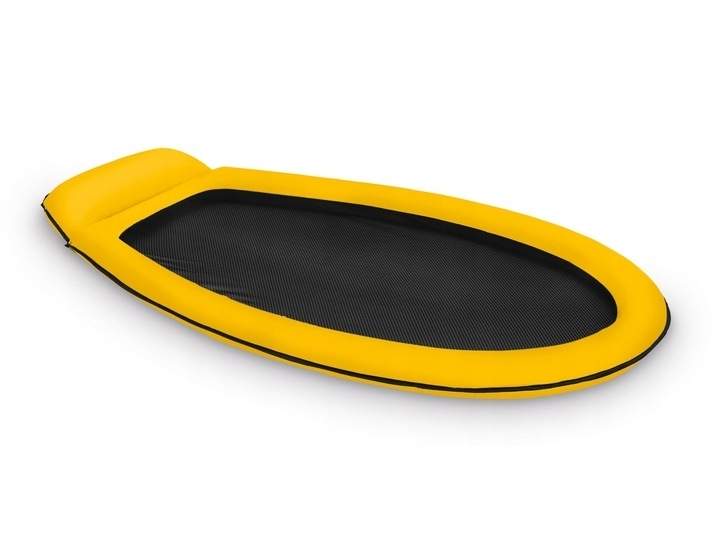 Oppustelig svømmemadras med pude og meshbund