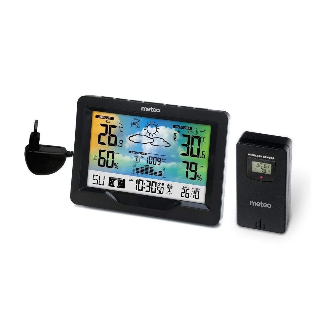 Trådløs vejrstation med barometer og alarm