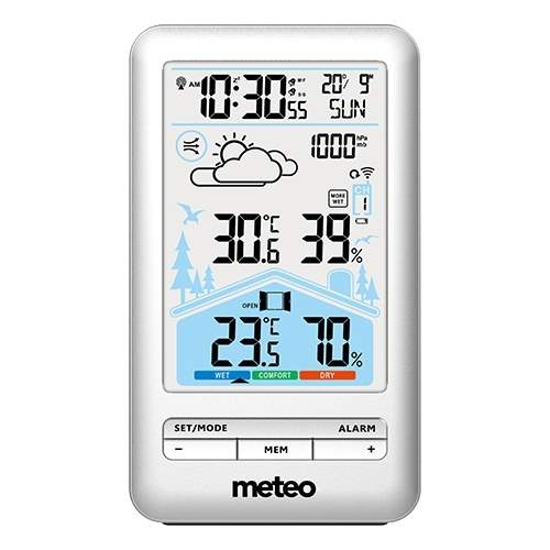 Trådløs vejrstation med barometer og alarm