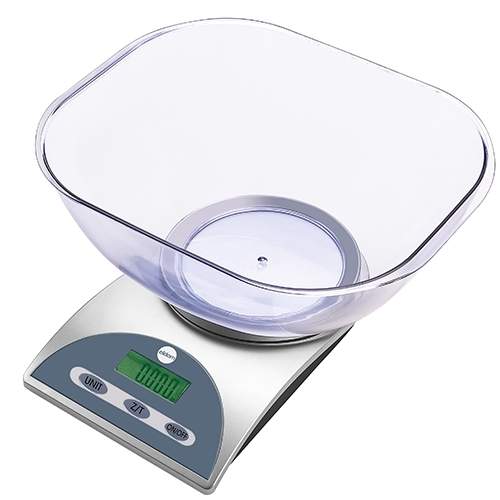 Digital køkkenvægt med skål, LCD, 5 kg kapacitet