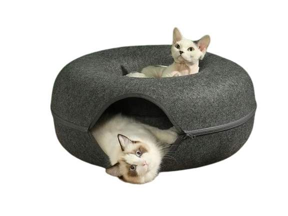 XXL Cat Tunnel Bed - Delbar, blød og behagelig