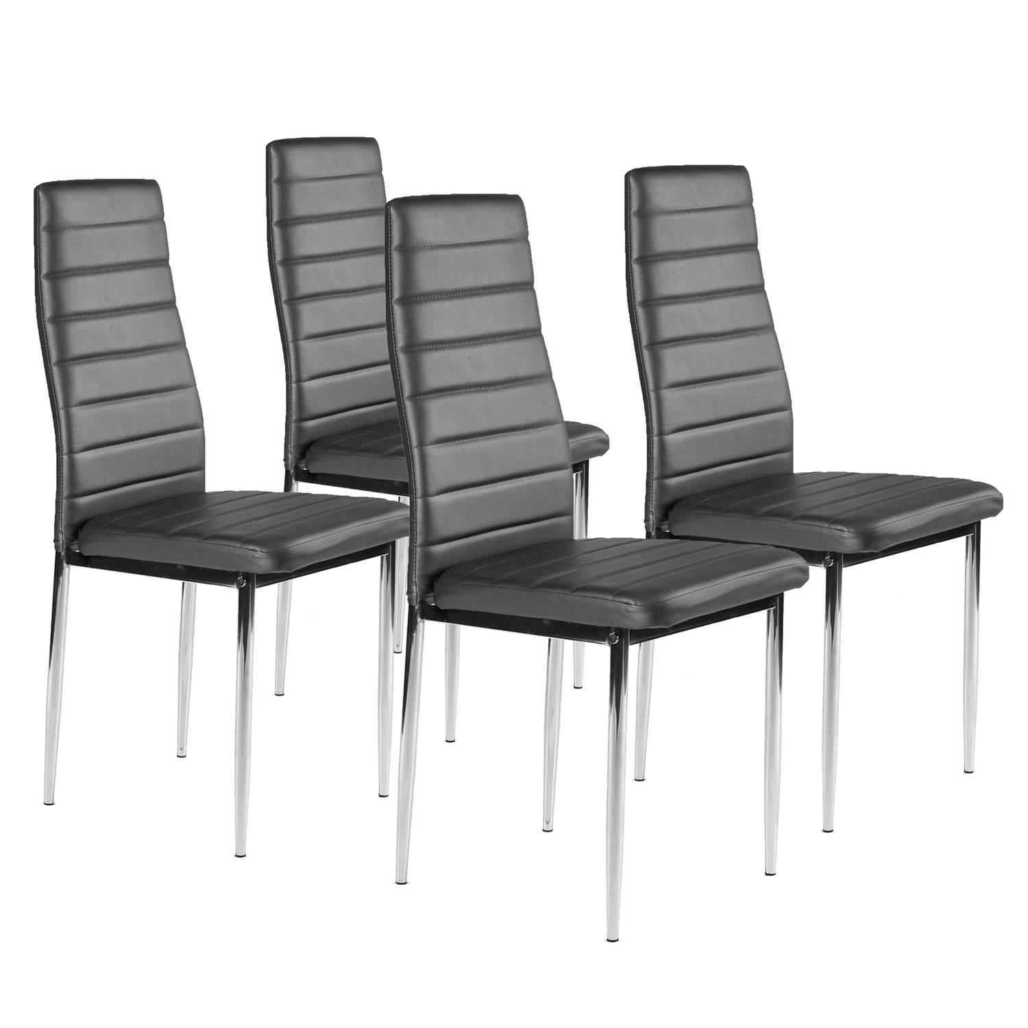 4 grå stole med kromben - moderne design