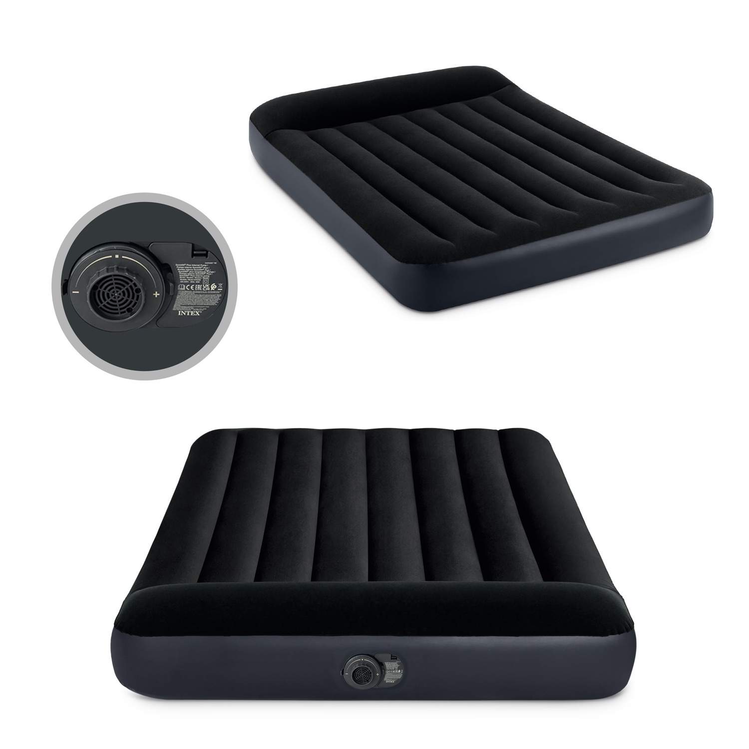 Dobbelt luftmadras med pumpe og pude 191x137x25 cm