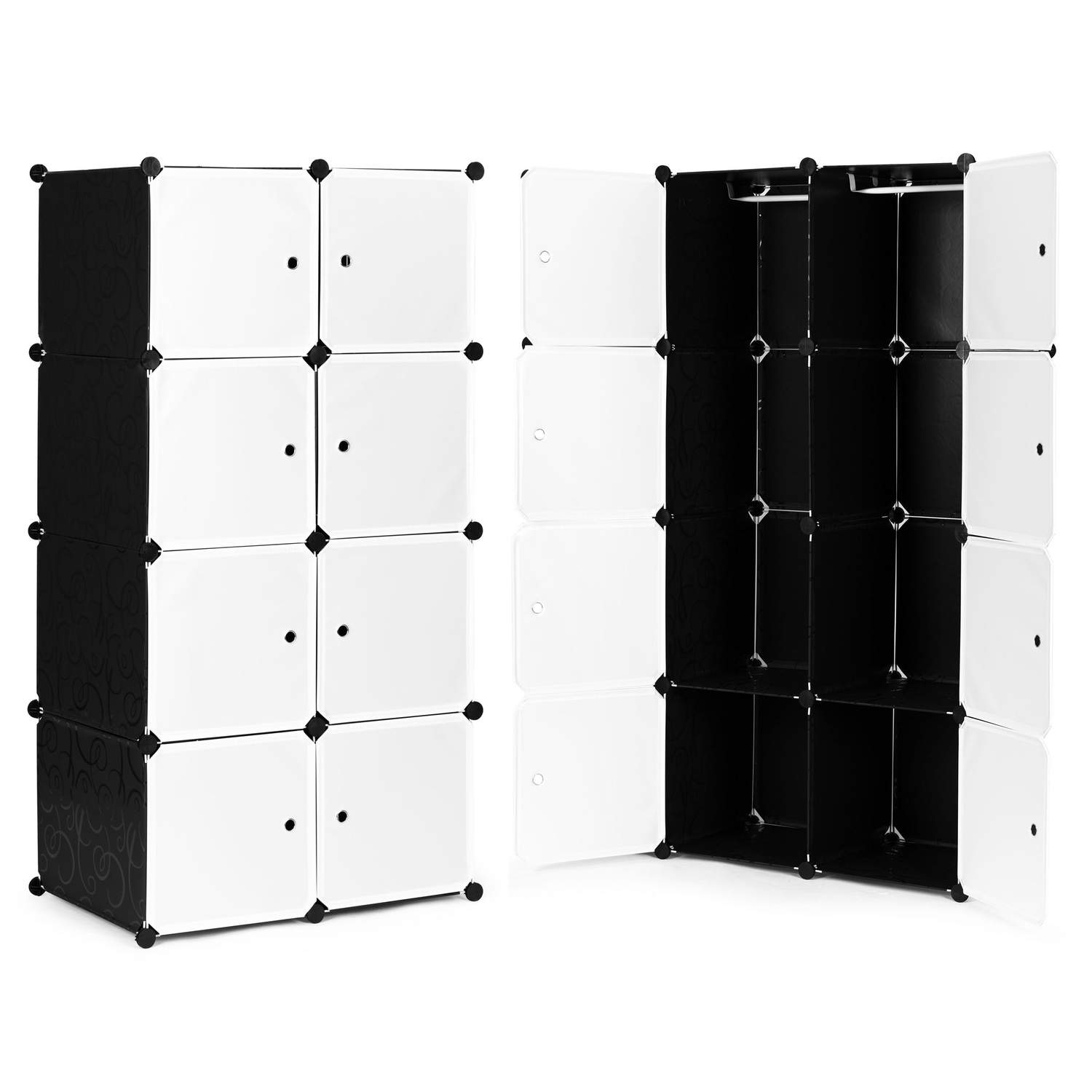 Modulær garderobe 8 hylder, stabil og nem montering