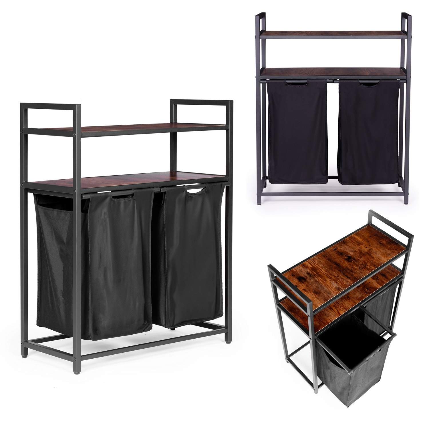 Tvättkorg med 2 Fack & Hyllor, 92L Kapacitet | Elektronik - Tillbehör Mobil & Surfplatta - Mobiltillbehör - Mobilkablar - Tillbehör | Pryloteket