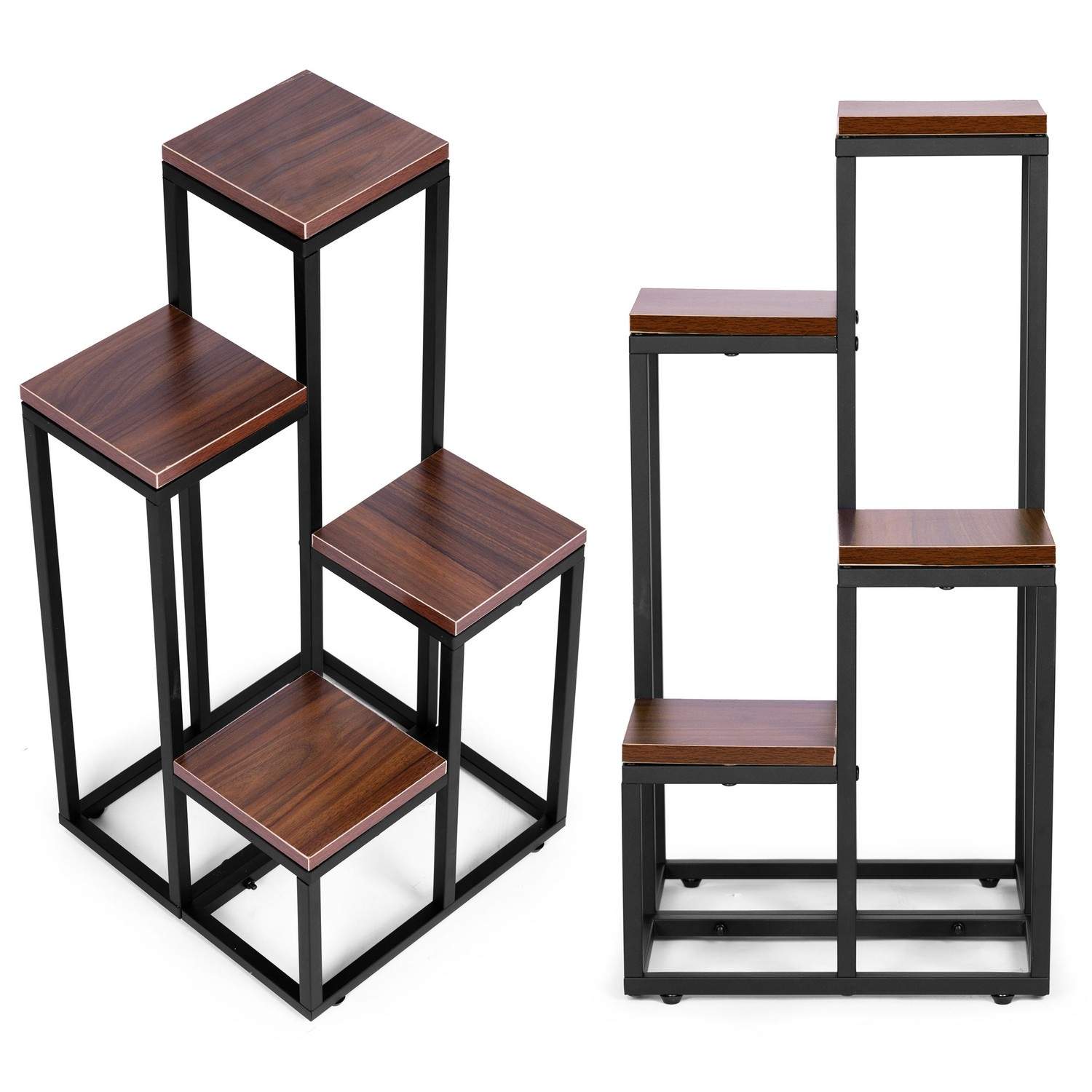 Blomsterställ i Metall med 4 Hyllor, Ljus Valnöt | Hem & Hobby - Hem & Hushåll - Inredning & Dekoration - Krukor | Pryloteket