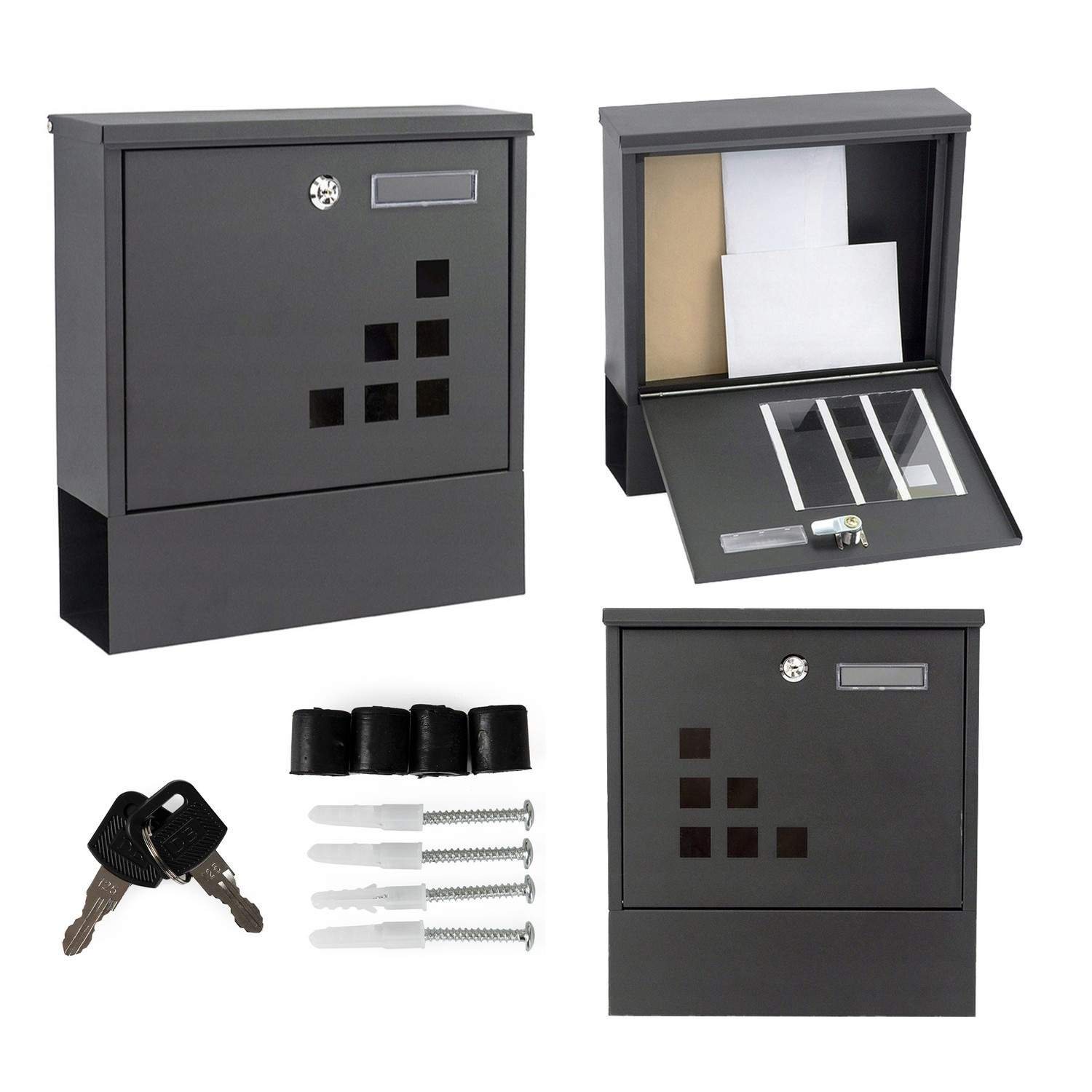 Galvaniseret brevkasse med avisholder