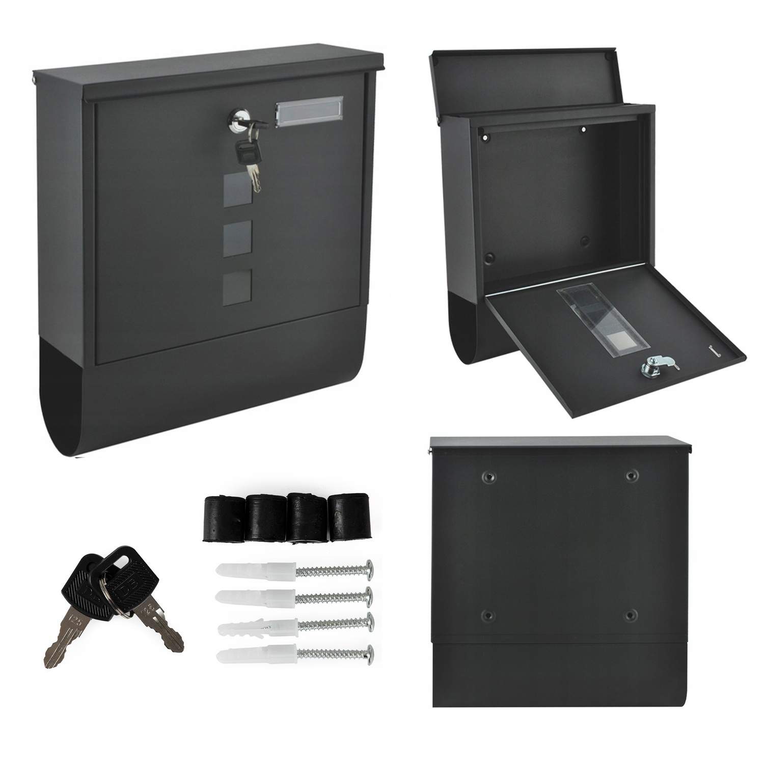 Galvaniseret postkasse med vindue og avisholder