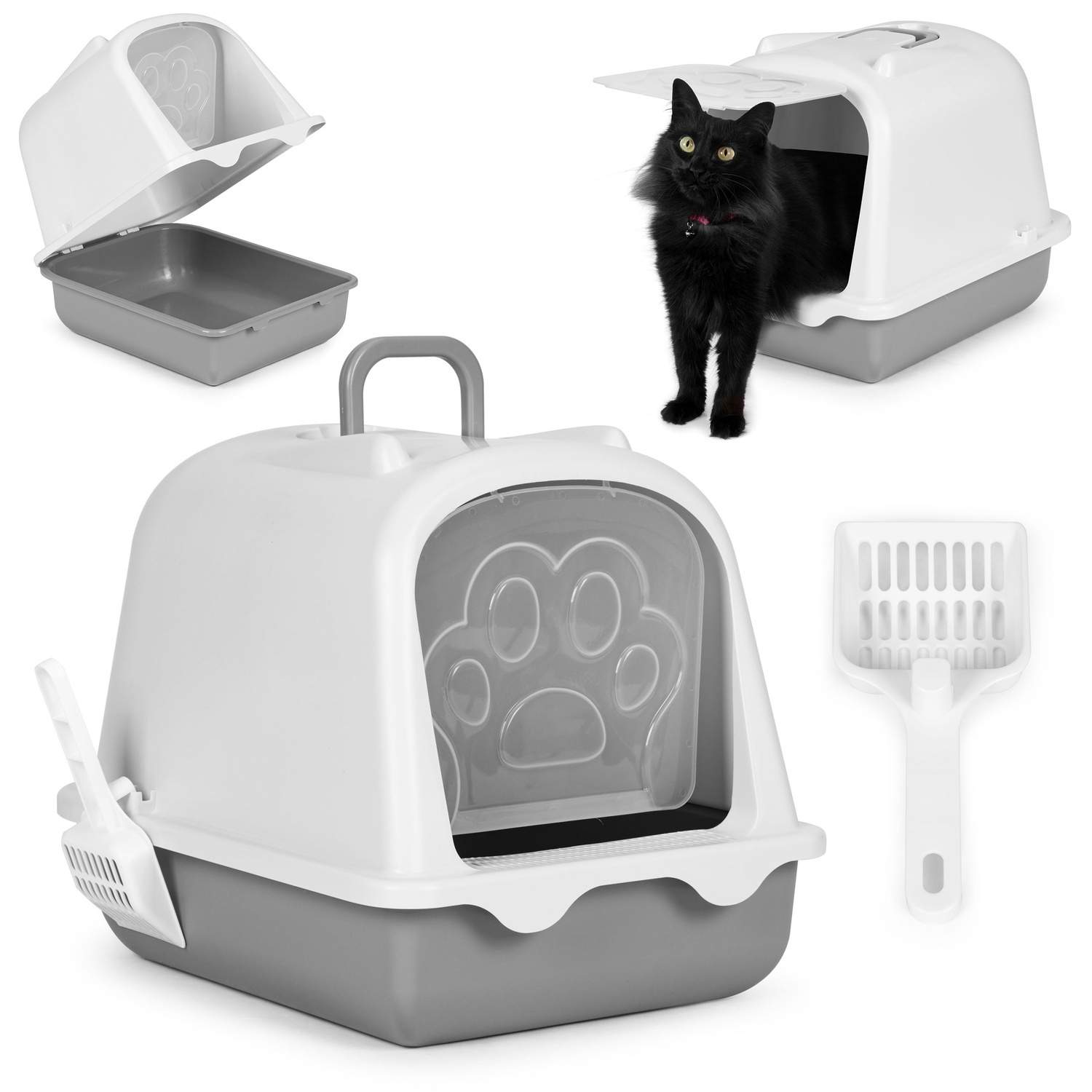 Stor kattebakke med låg og spade, sikker og holdbar