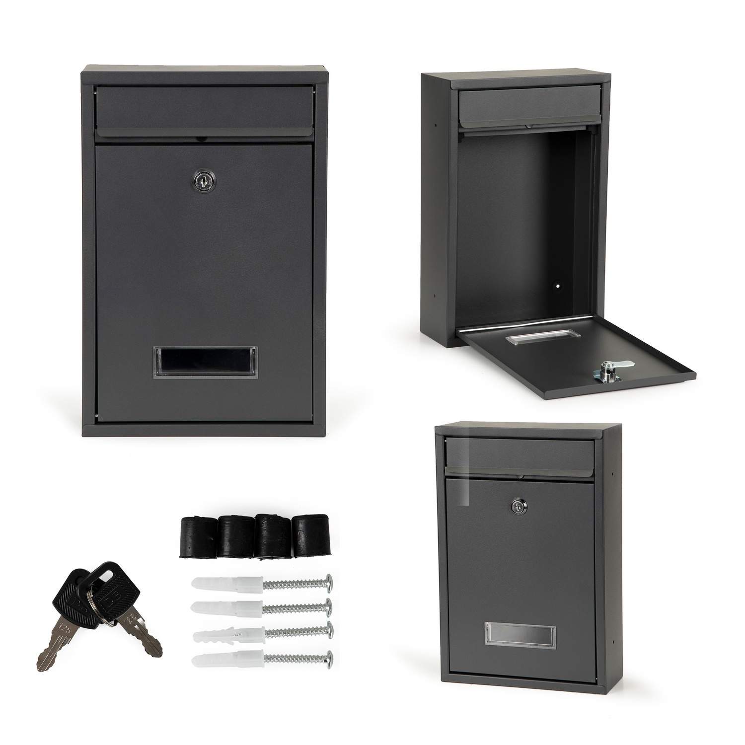 Postkasse i galvaniseret stål med vindue og nøgler