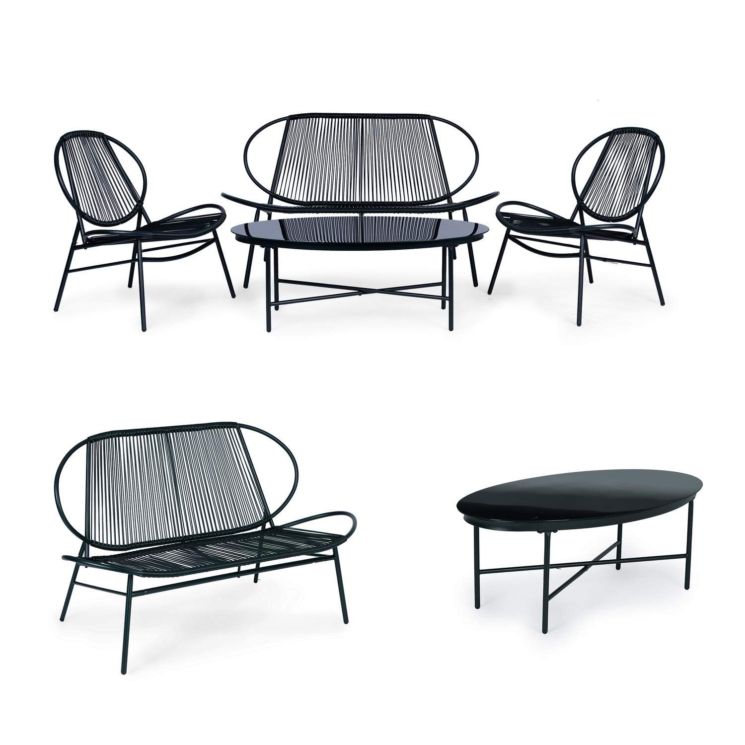 Havesæt i Technorattan: Stole, bænk, bord