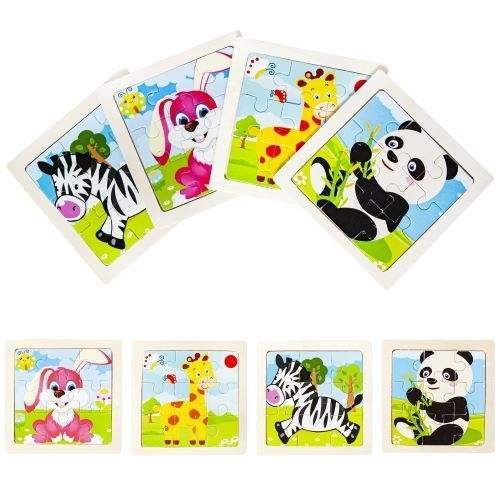 Farverigt træpuslespil børn - 4 dyremotiver
