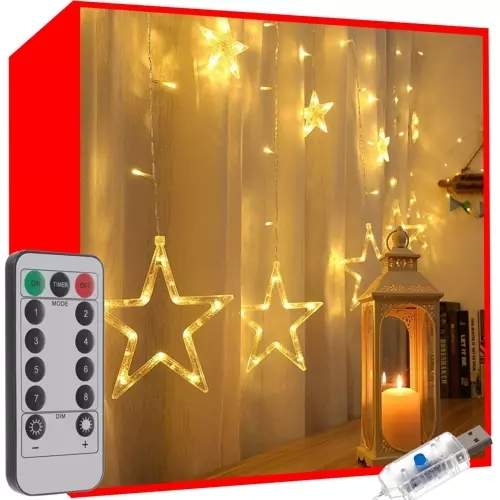 Varm hvid LED lysstreng med timer, 138 lamper