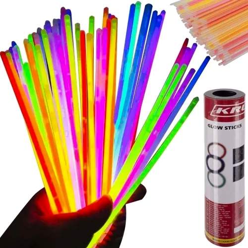 Fluorescerande Armband 100-pack, 8 Färger, Långvarigt Ljus