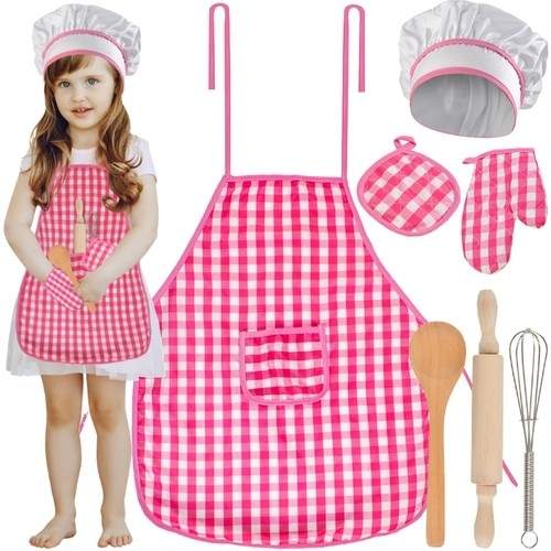 Børne køkkensæt 7 stk Pink/Hvid Fra 3 År