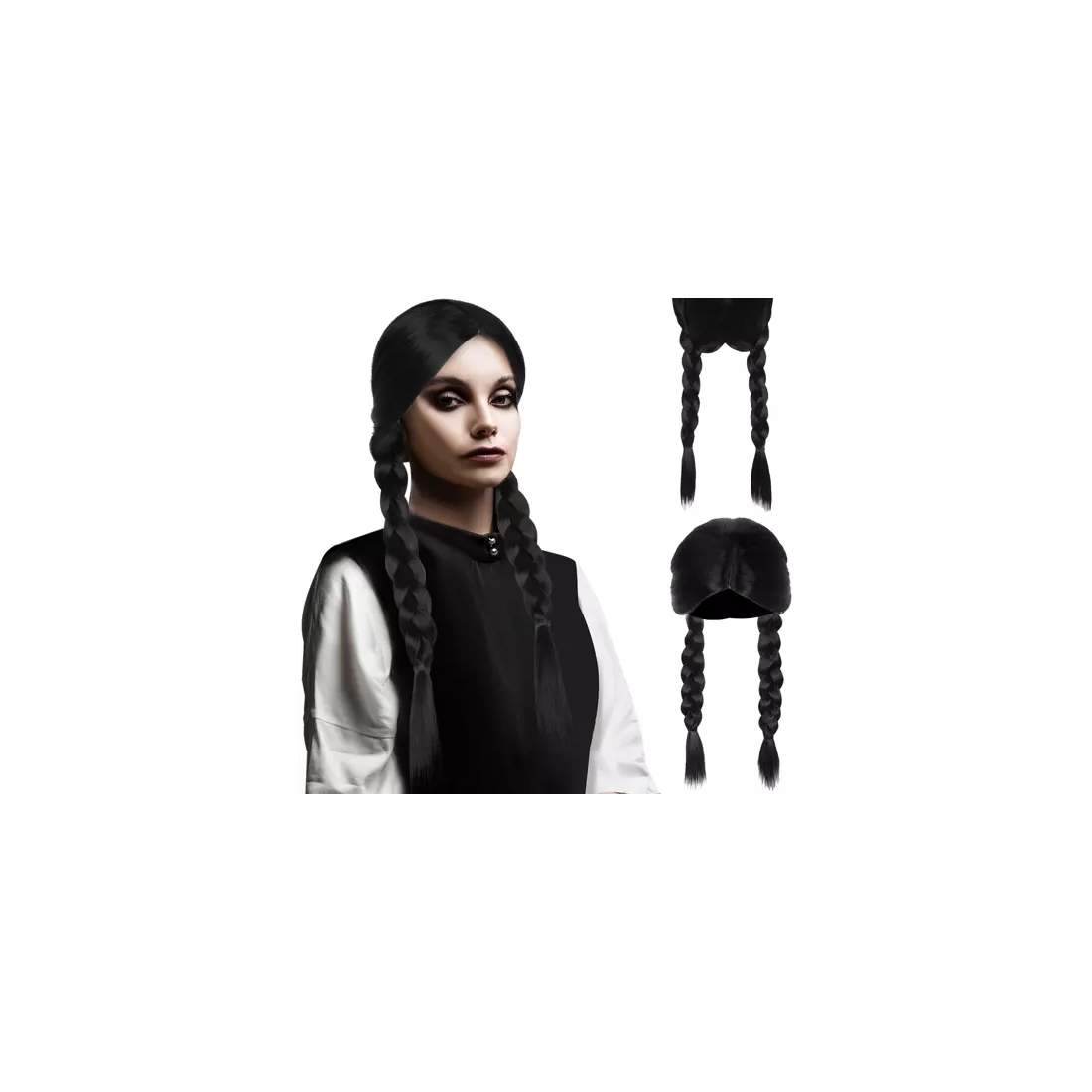 Svart Lång Flätad Peruk - Justerbar & Hållbar | Hem & Hobby | Pryloteket