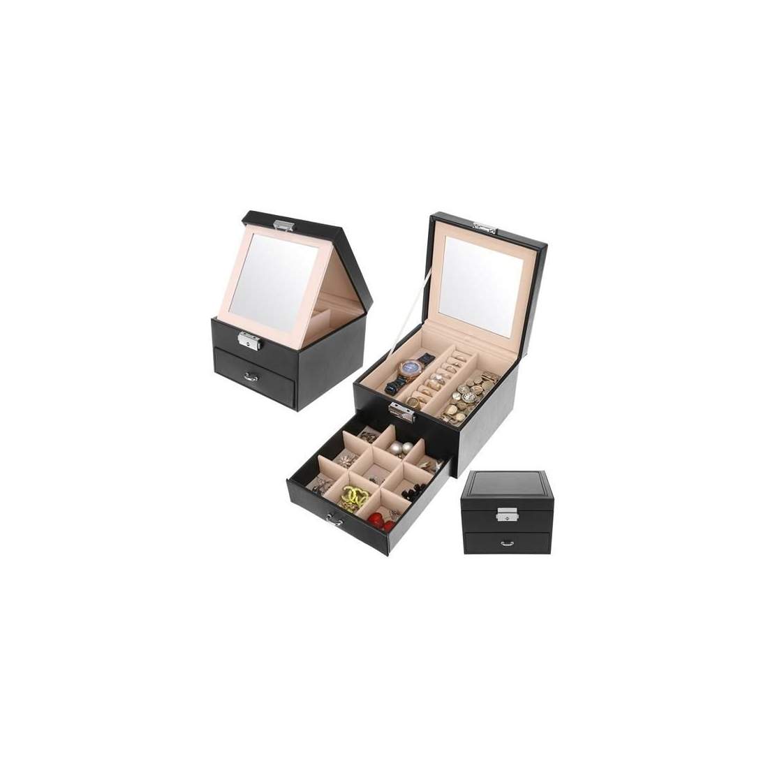Smyckeskrin med Spegel & Lås, 3 Färger | Hem & Hobby | Pryloteket
