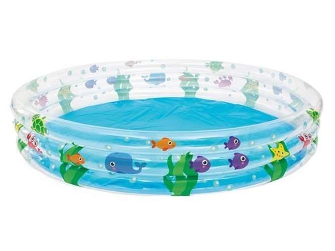 Oppustelig rund pool 480L, Slidstærk PVC, Flerfarvet
