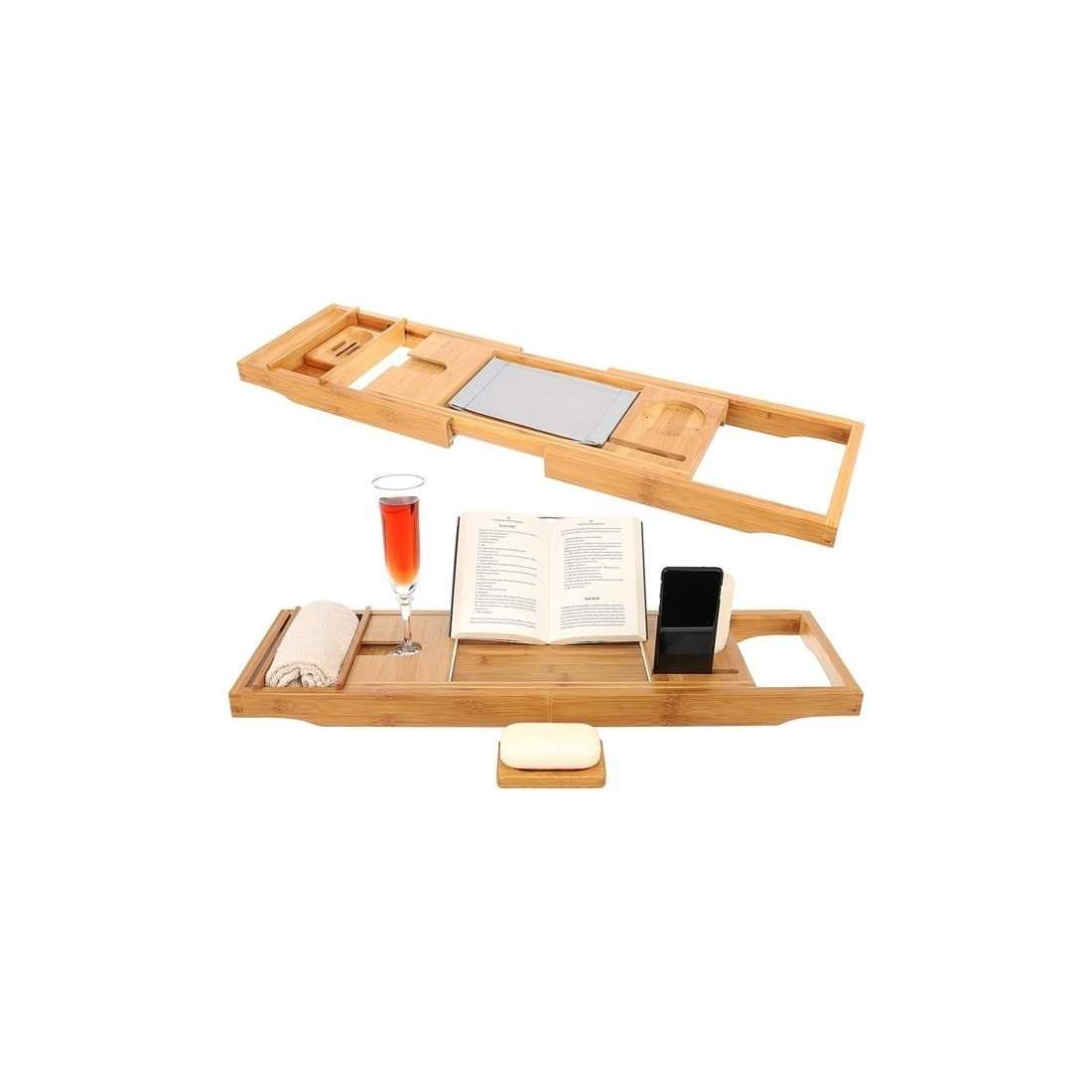 Utdragbar Badhylla i Bambu med Multifunktioner | Hem & Hobby | Pryloteket