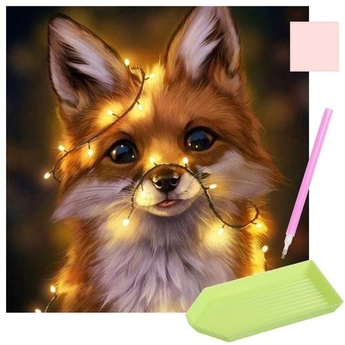 5D Diamond Brodery Fox 30x30 cm - Afslappende håndværk