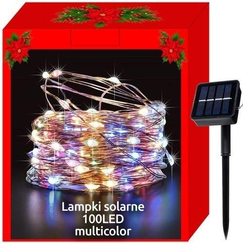 Solcelledrevne juletræslys 100 LED, 8 lystilstande