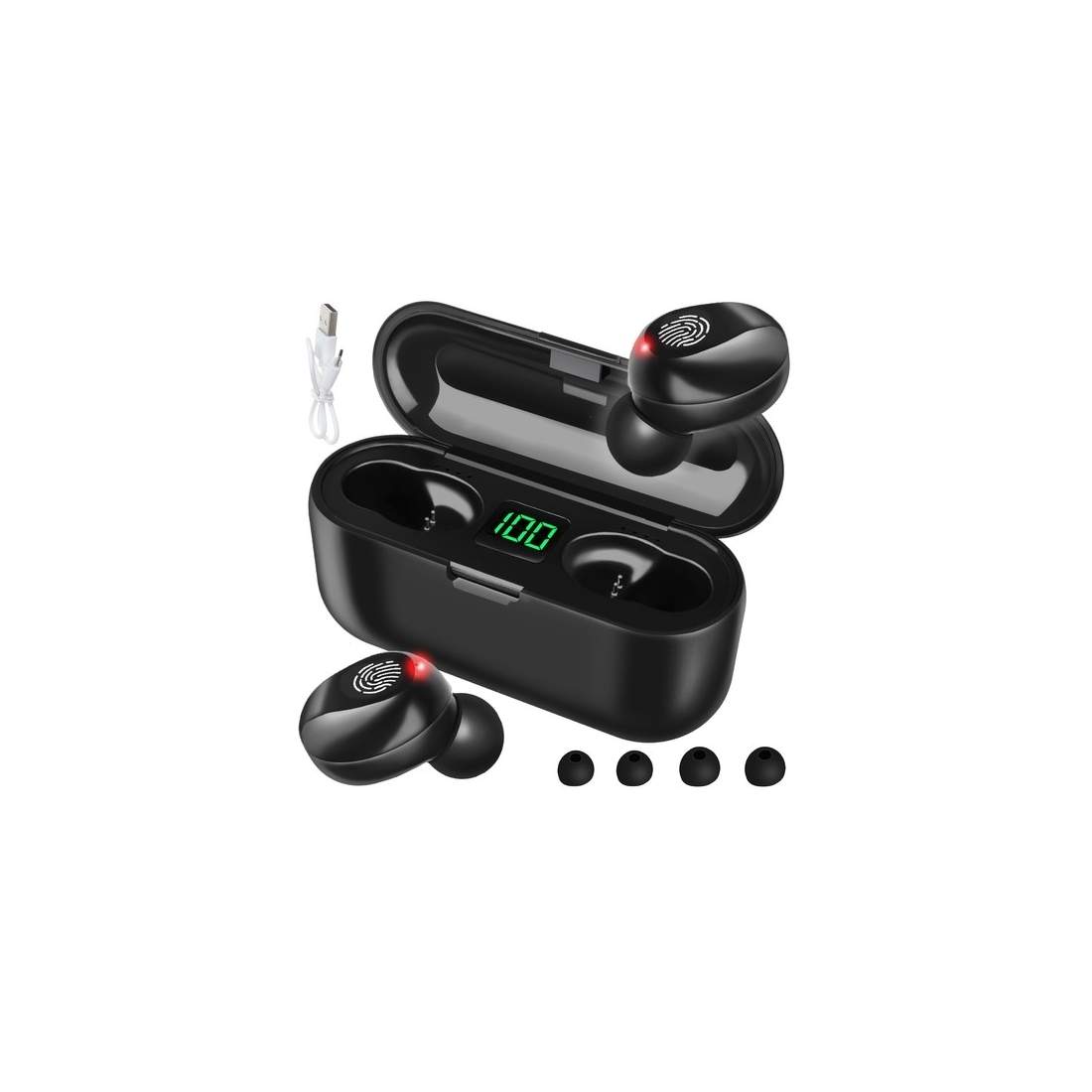 Trådlösa Bluetooth-hörlurar med LCD och Powerbank | Hem & Hobby | Pryloteket