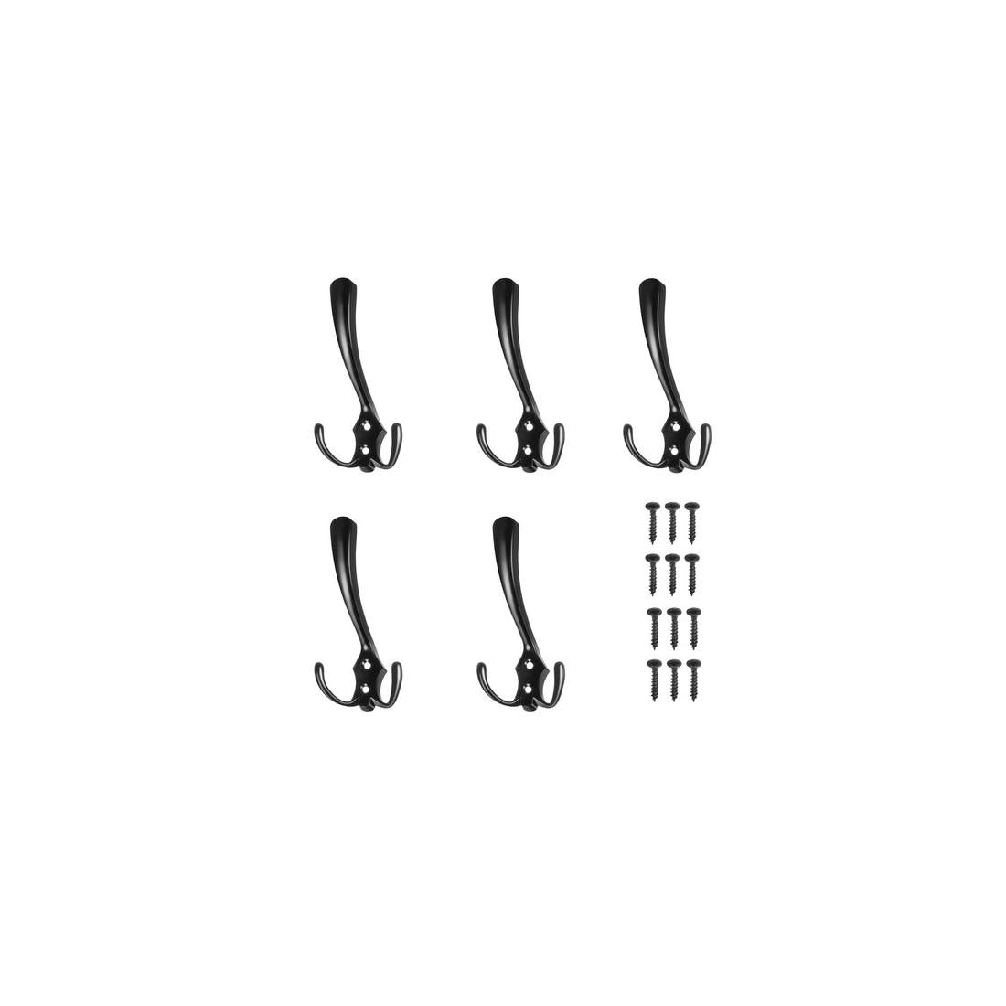 Set med 5 Svarta Väggkrokar inkl. Skruvar | Hem & Hobby | Pryloteket
