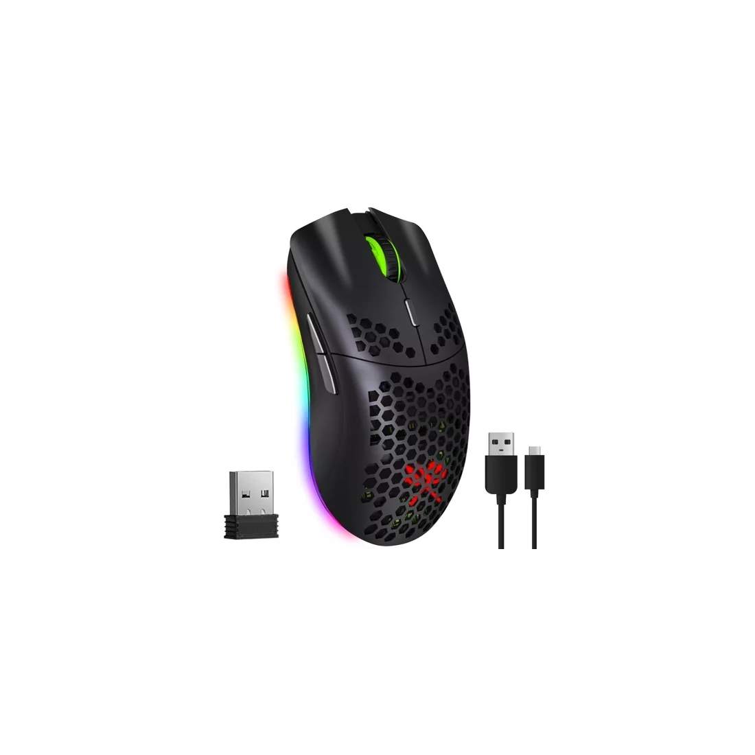 Trådlös RGB Gamingmus, 6 Knappar, 2400 DPI, Svart | Hem & Hobby | Pryloteket