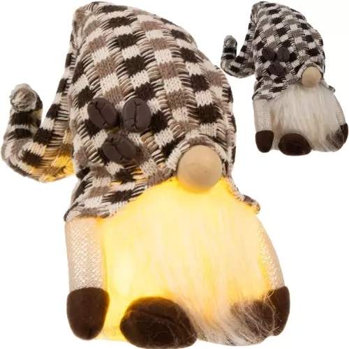 Stående nisse med LED-lys - Batteridrevet, høj kvalitet