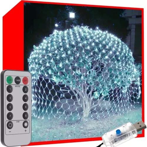 Lysgardin Mesh 160 LED USB Cool white Fjernbetjening