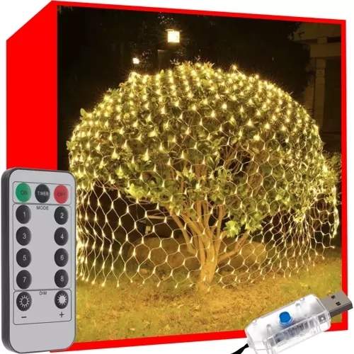 Varm hvid LED Lysgardin 160L, Fjernbetjening, IP65