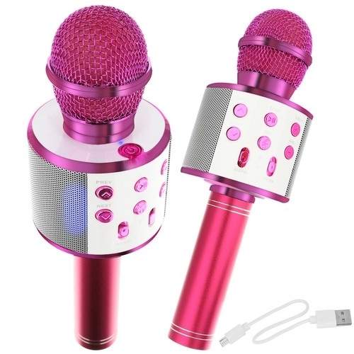 Bærbar Pink Bluetooth Karaoke Mikrofon med højttaler
