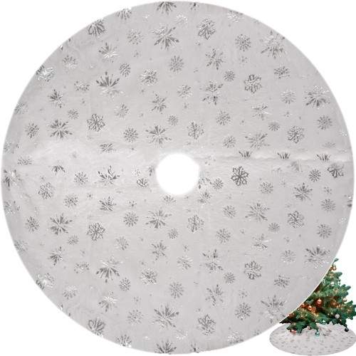 Julgransmatta 120 cm Silverstjärnor Snöflingor | Hem & Hobby | Pryloteket